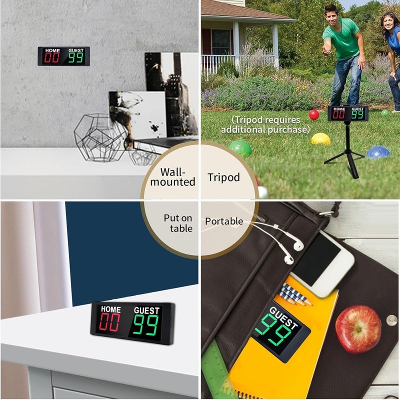 YZ Portable Electronic Scoreboard with 2 Button Control, Digital Scoreboard with Remote, Digital Cornhole Score Keeper, 12/24H Clock/Countdown Timer/Buzzer, Indoor&Outdoor Games - Image 5